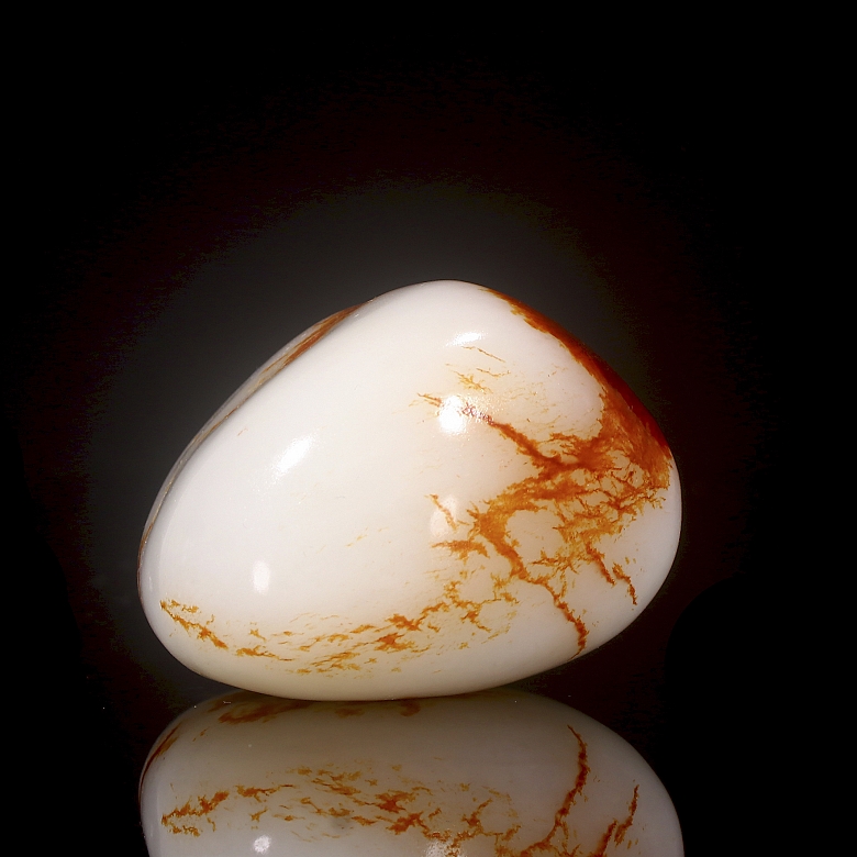 Guijarro de jade blanco de Hetian, dinastía Qing