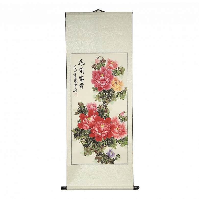 Chinese painting ‘Peonies’, 20th century