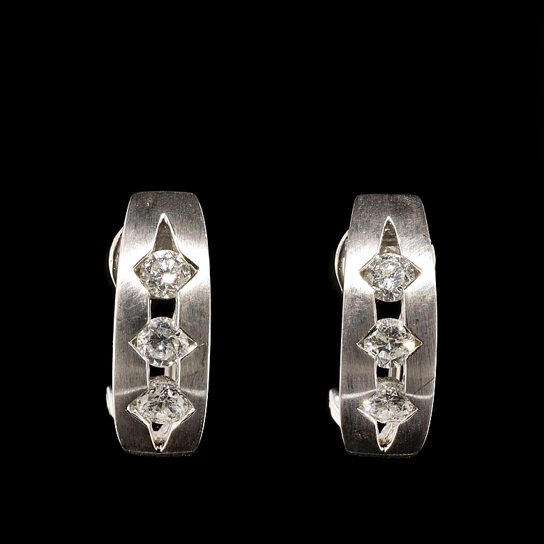 Pendientes de oro blanco 18k con diamantes