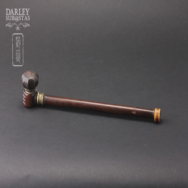Pipa Antigua de bambú y marfil.