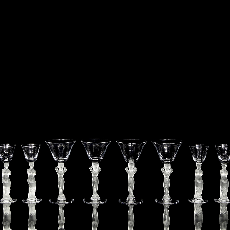 Set of ten sculptural ‘Venus’ glasses, Bayel, 20th century