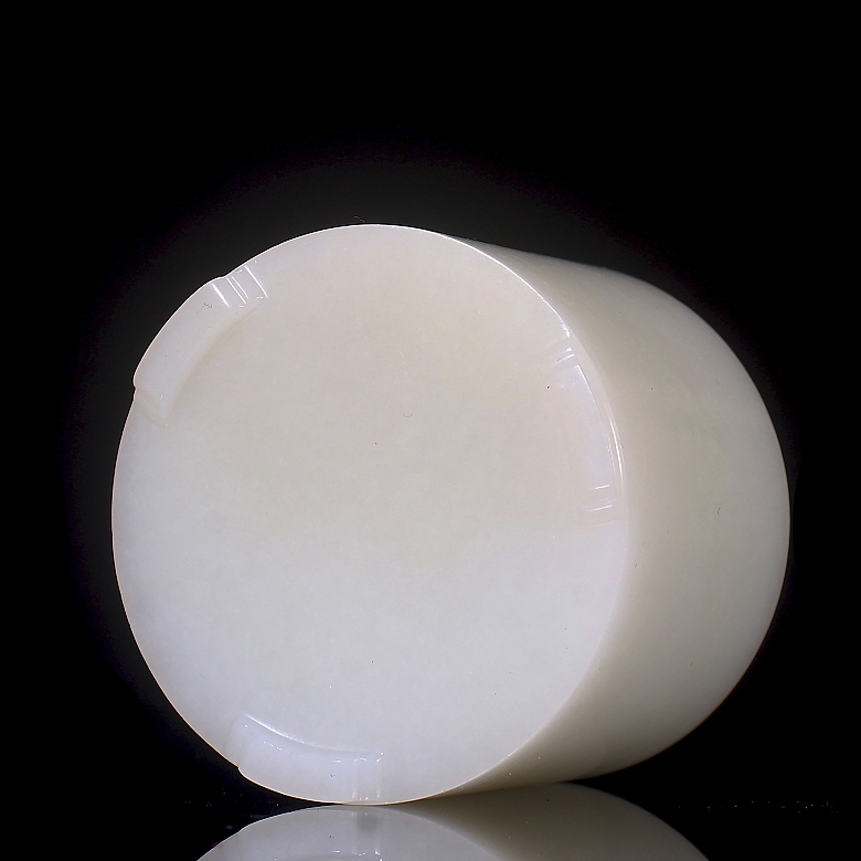 Conjunto caja y anillo de jade blanco de Hetian, dinastía Qing