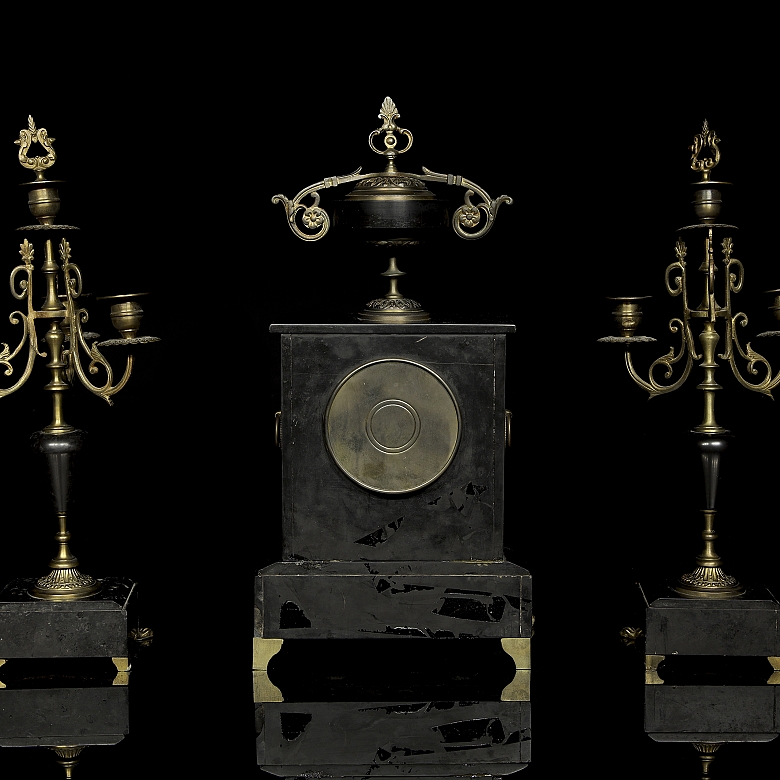 Mantle clock with trim, Napoleon III style, late 19th century - 6