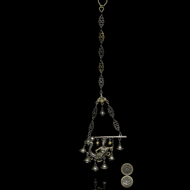 Silver and gold-plated amulet-rattle-silver whistle, 17th century - 7