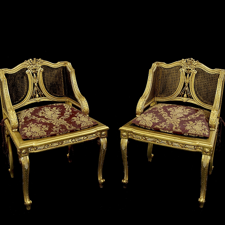 Pareja de sillas estilo Luis XV, s.XIX - 4
