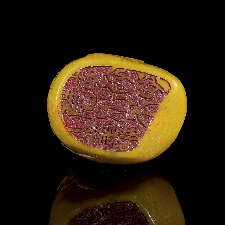 Shoushan stone seal ‘Scene on the Bridge’, Qing dynasty