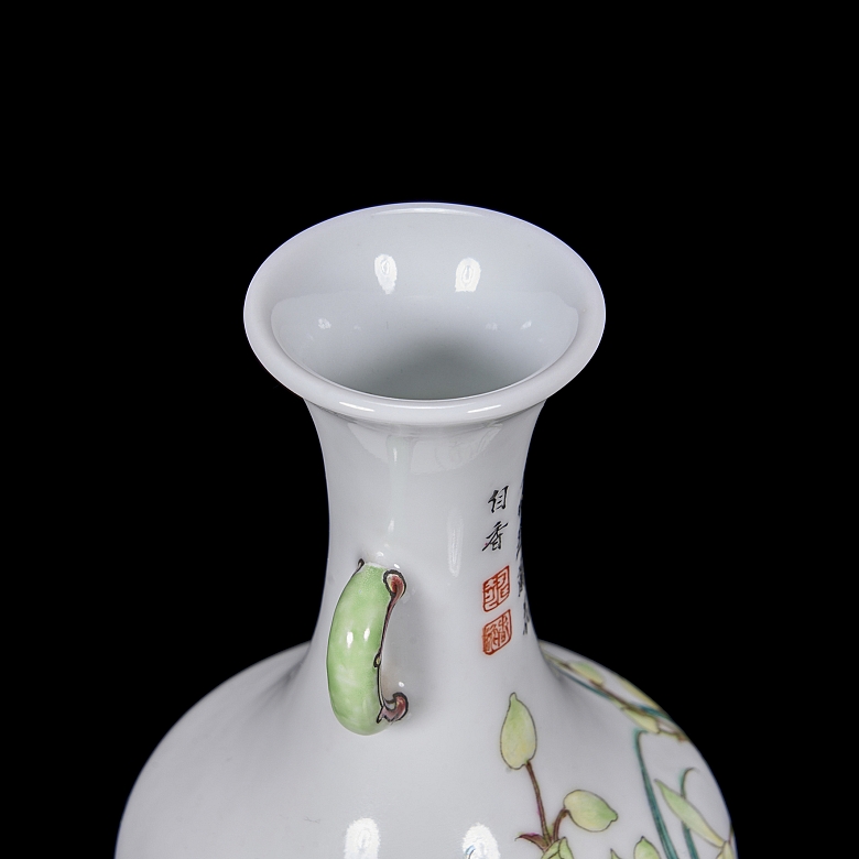 Fencai glazed porcelain vase ‘Orchids’, Republic of China - 5