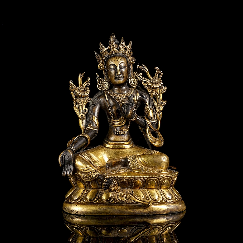 Gilded bronze statue of “Tara,” Qing dynasty