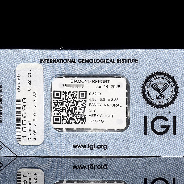 Diamante natural talla brillante, 0.52 ct, certificado IGI