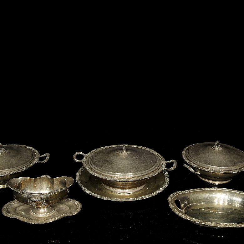 Conjunto de seis objetos de plata, s.XX