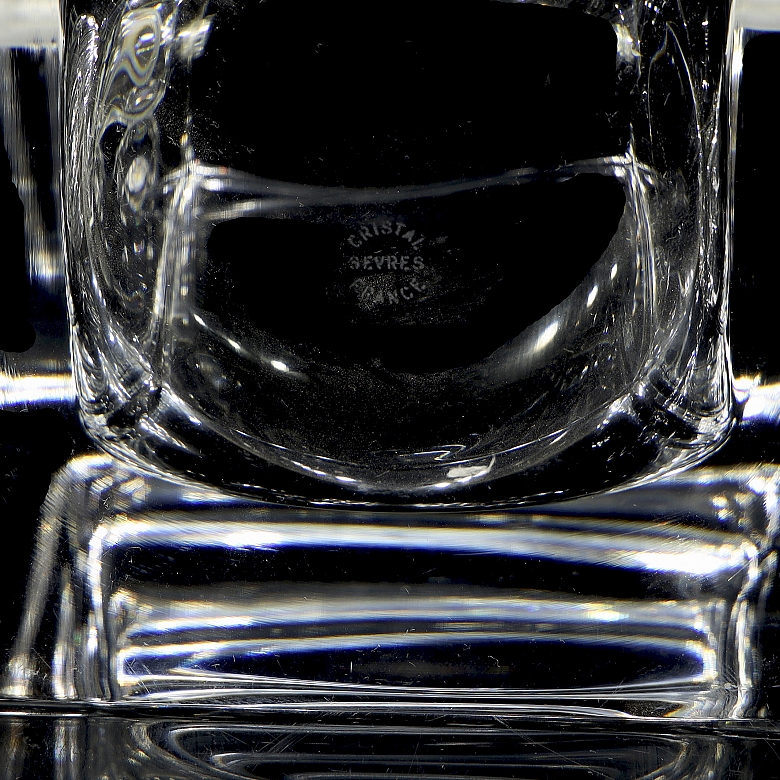 Juego para licor con cubitera y cinco vasos, s.XX