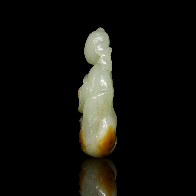 Carved jade figure, ‘Figure with Branch,’ Qing dynasty