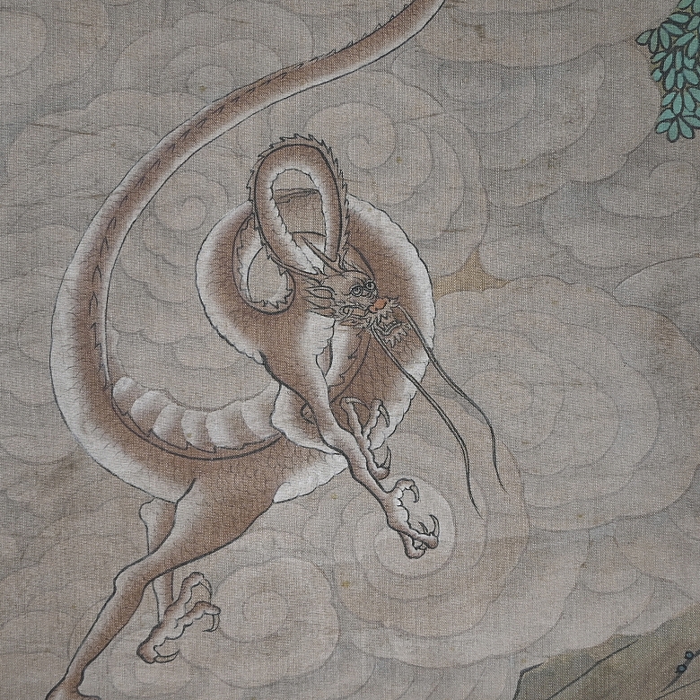 Pintura china “Sabio con dragón”, con firma Cui Zizhong - 4