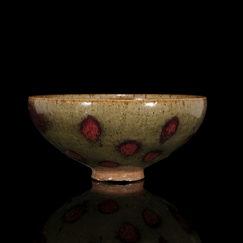 Cuenco de cerámica con esmalte Junyao, dinastía Yuan