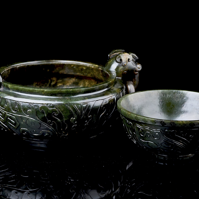 Incensario de jade espinaca 