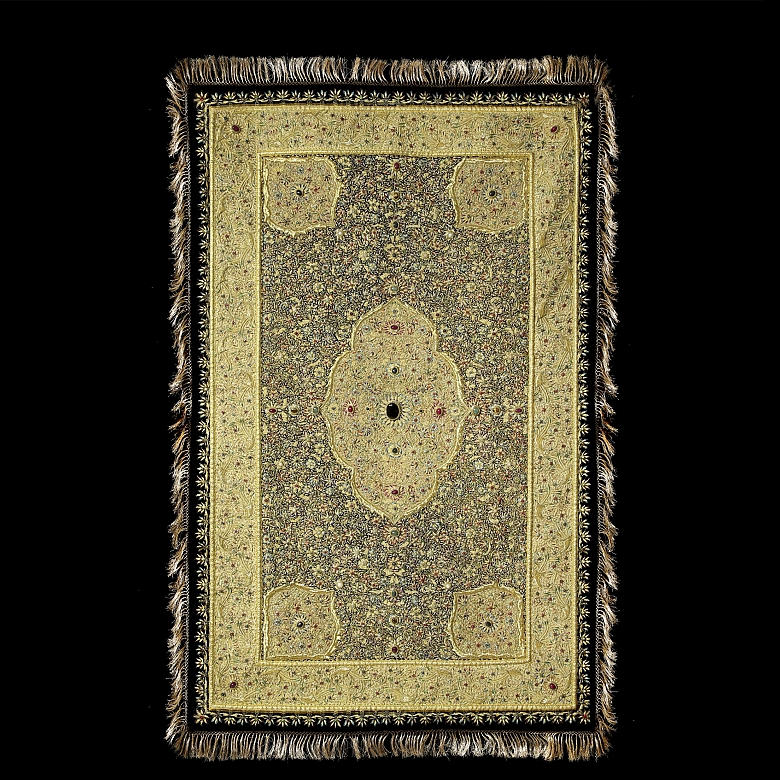 Embroidered tapestry ‘Zardozi’, with coloured gems, India, 20th century