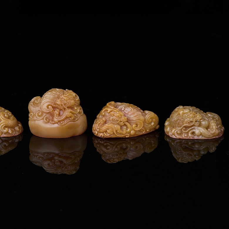 Five Shoushan ‘Chiwen’ seals, Qing dynasty