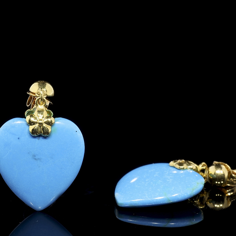 Pendientes en oro amarillo 18 kt con turquesa