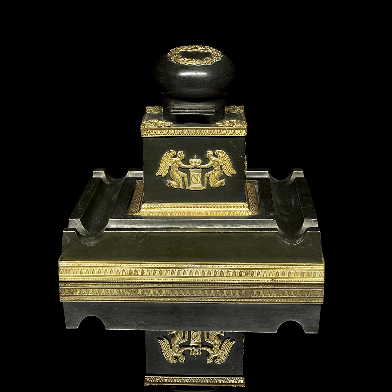 Empire style metal and bronze scrivener's desk, 19th century - 2