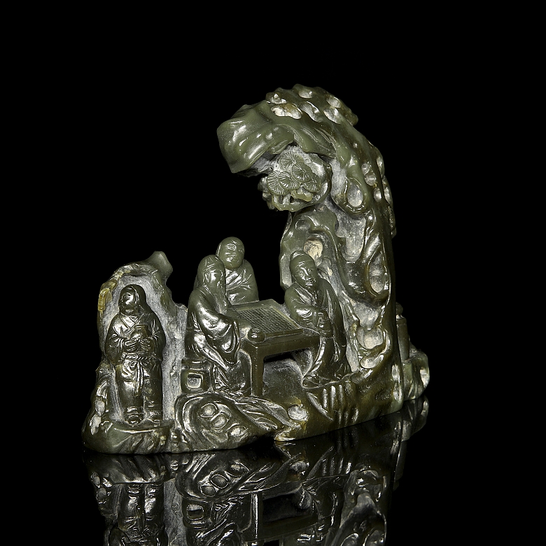 Figura de jade verde espinaca 