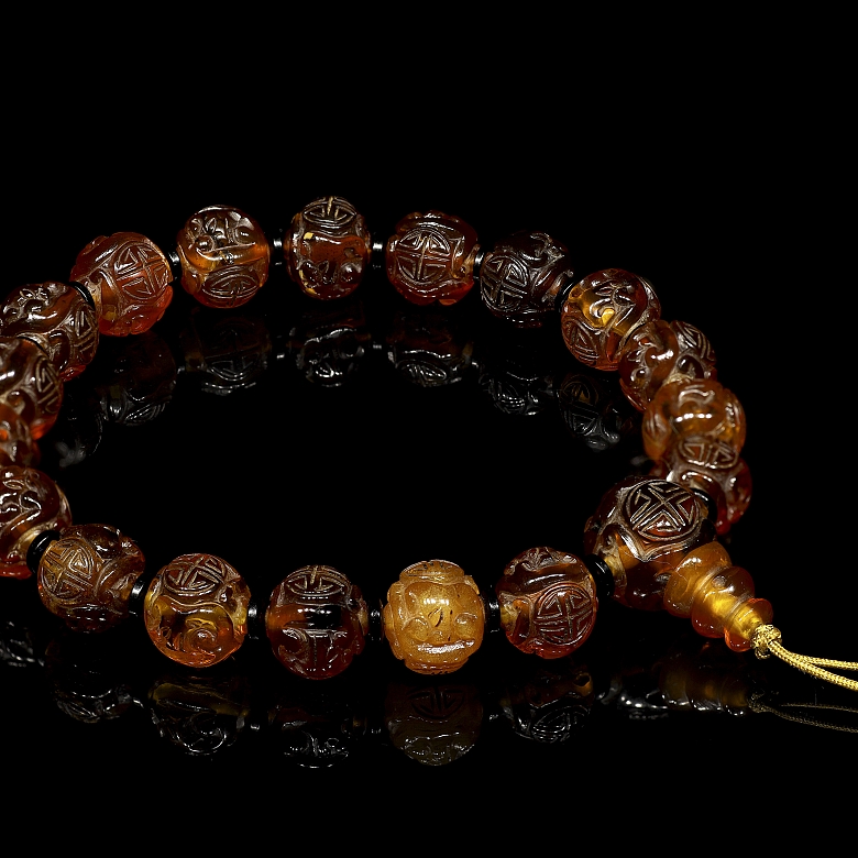 Pulsera de cuentas de ambar, dinastía Qing