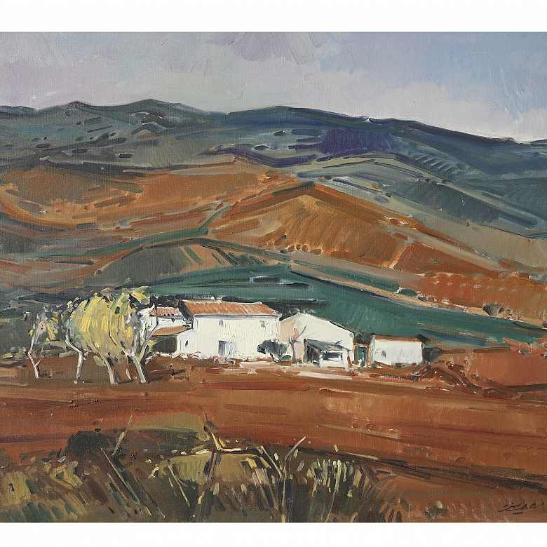 何塞·科萨尔·维埃德马 José Cózar Viedma（1944）《山峦与农舍》