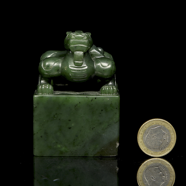 Sello de jade verde espinaca 