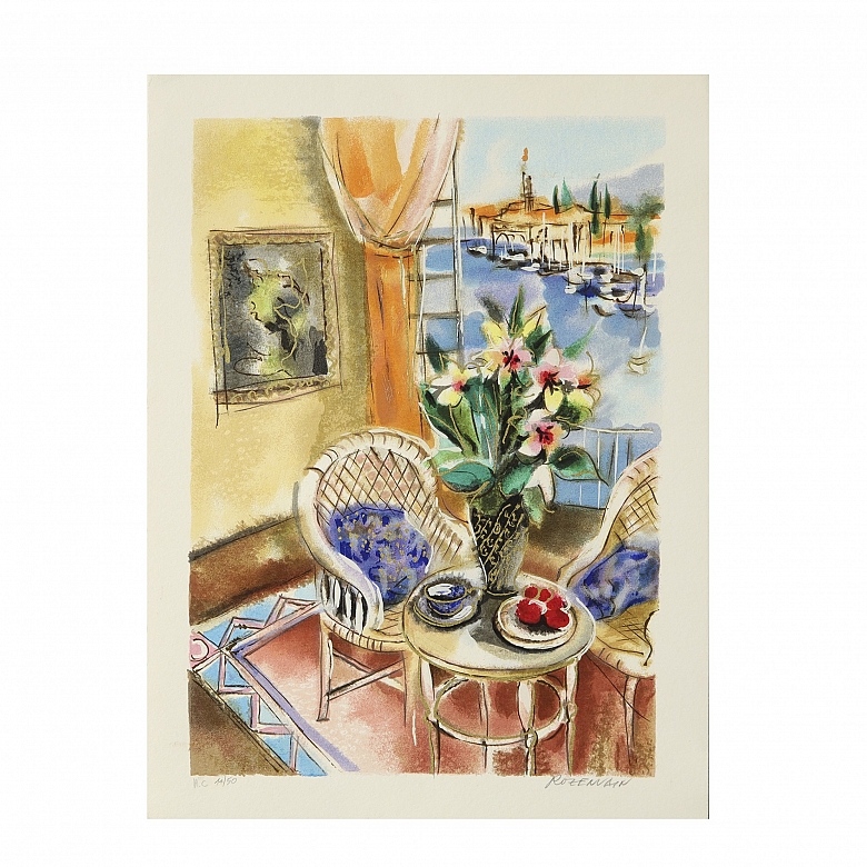 Michael Rozenvain (1963) ''Vase and Fruit''