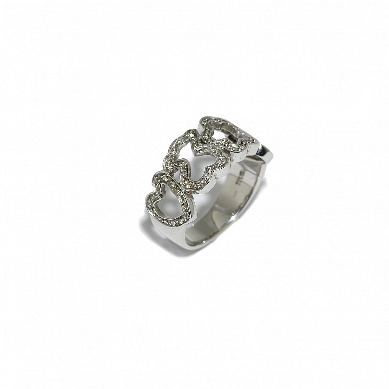 Anillo en oro blanco de 18k y diamantes, TOUS