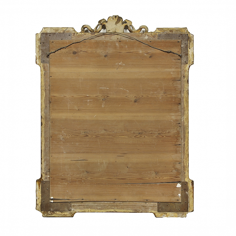 Espejo con marco de madera dorada, s.XX