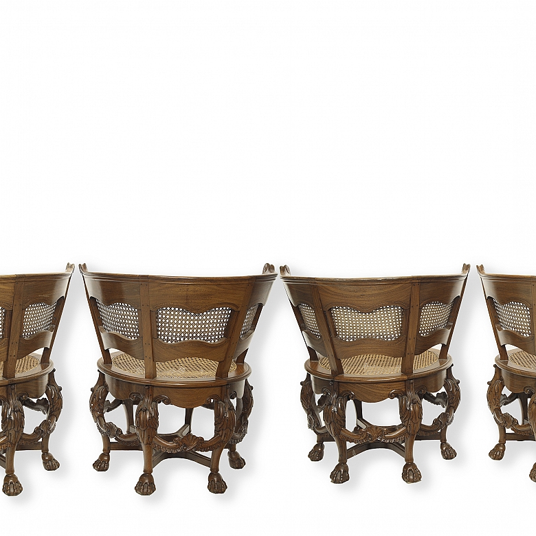 Set of Dutch Colonial-style ‘Burgomaster’ chairs, 20th century
