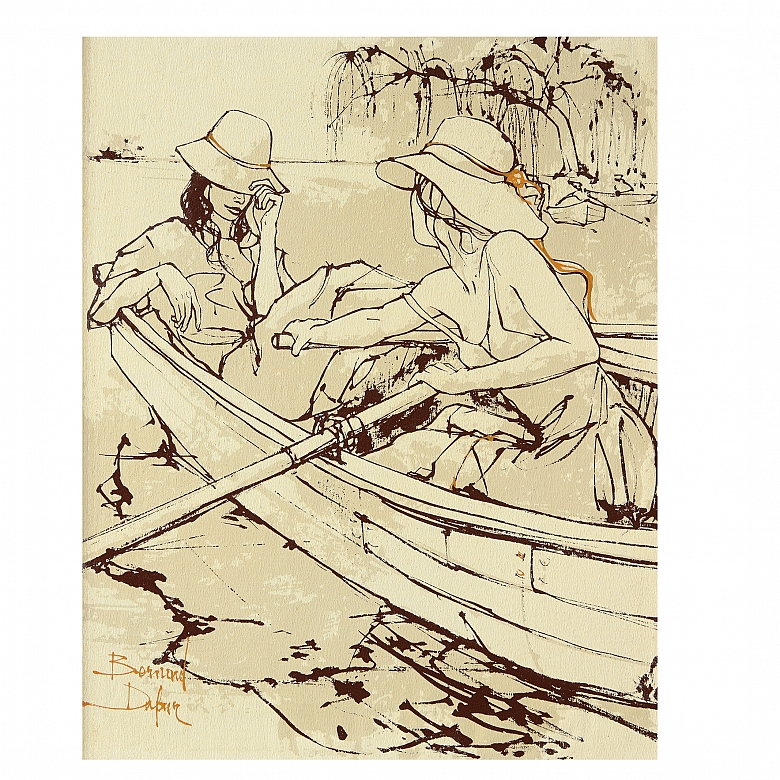 Bernard Dufour (20th-21st century) ‘Ladies in a Boat’