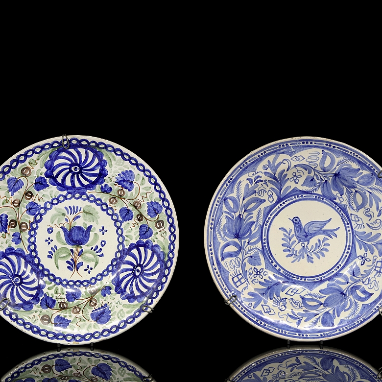 一对瓦伦西亚釉面陶瓷盘，20世纪 - 7