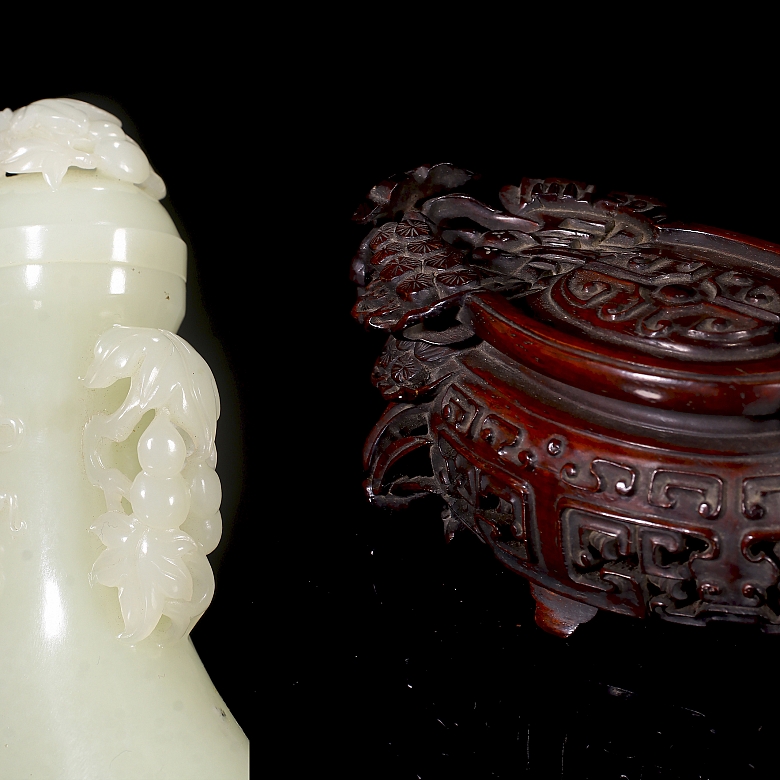 Jarrón de jade blanco de Hetian