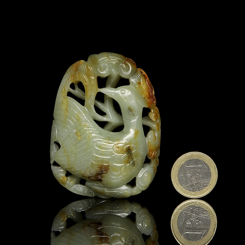 Carved jade pendant ‘Bird with branches’, Qing dynasty