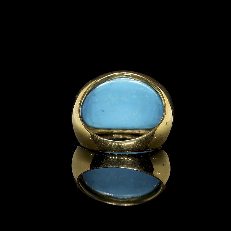 Anillo en oro amarillo de 18k con turquesa