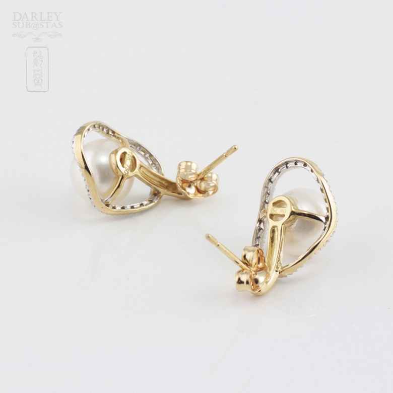 Pendientes con perla y diamantes - 3