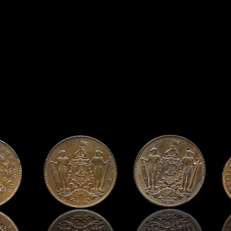 Cuatro monedas de Borneo, s.XIX