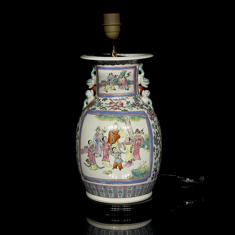 Lámpara jarrón de porcelana
