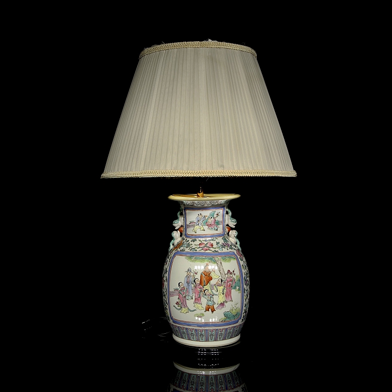 Lámpara jarrón de porcelana