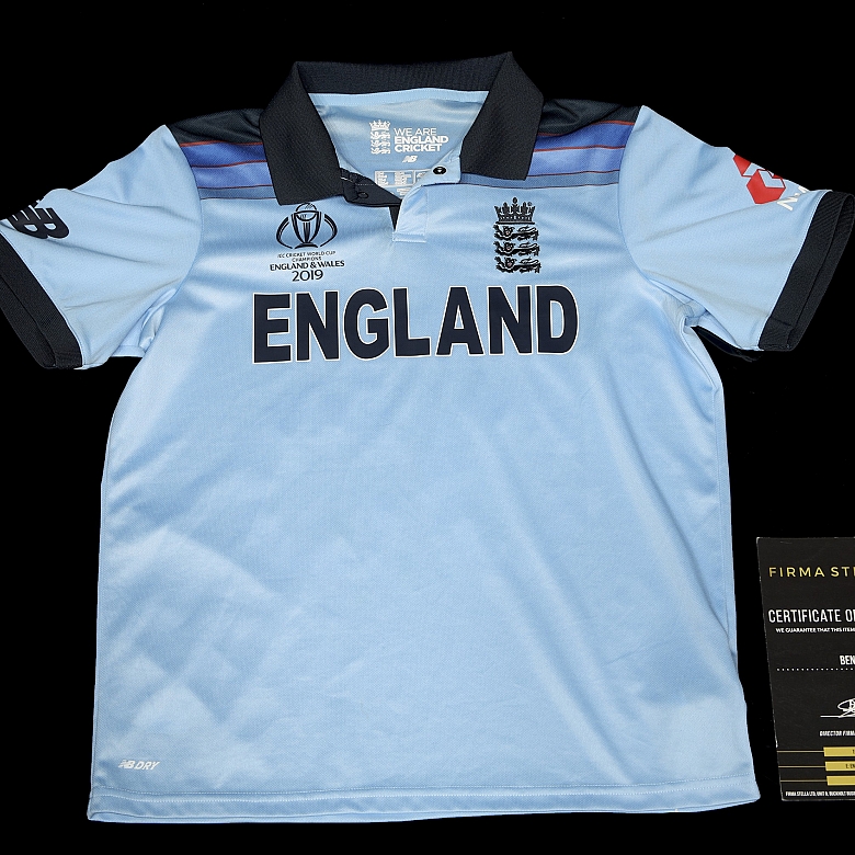 England cricket team jersey, signed by Ben Stokes, certified.