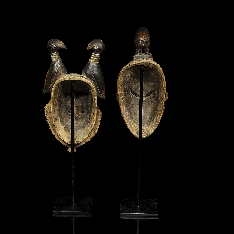 Dos máscaras de madera, pueblo Baulé, Costa de Marfil, s.XX