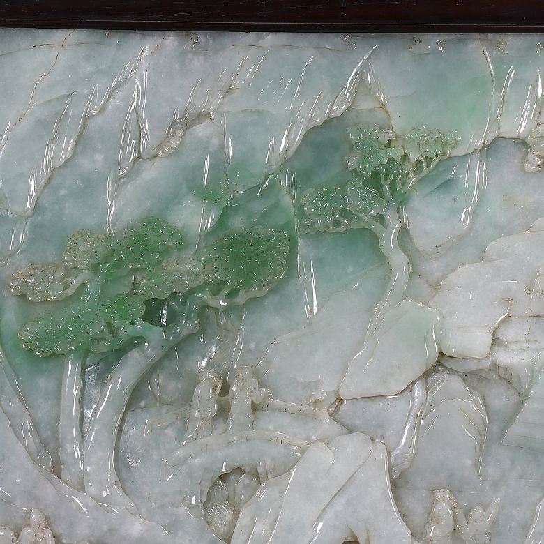 Panel de madera y jadeíta 