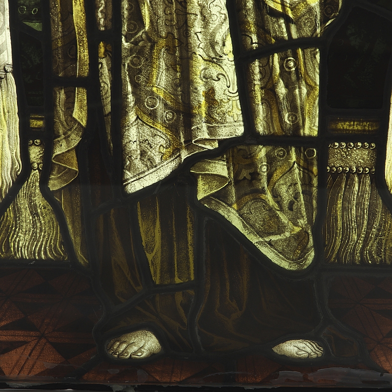 Shrigley and Hunt, leaded glass window ‘Christ with Apostles’, 19th-20th century