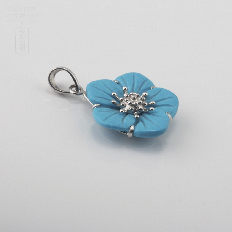 绿松石18K白金挂坠 - 2