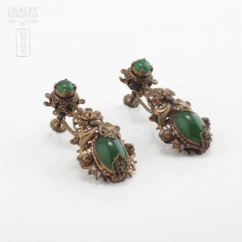 Pair of earrings plated brass. - 3