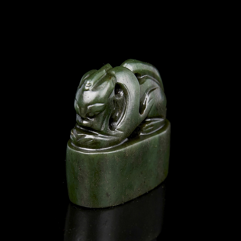 Sello de jade verde espinaca 