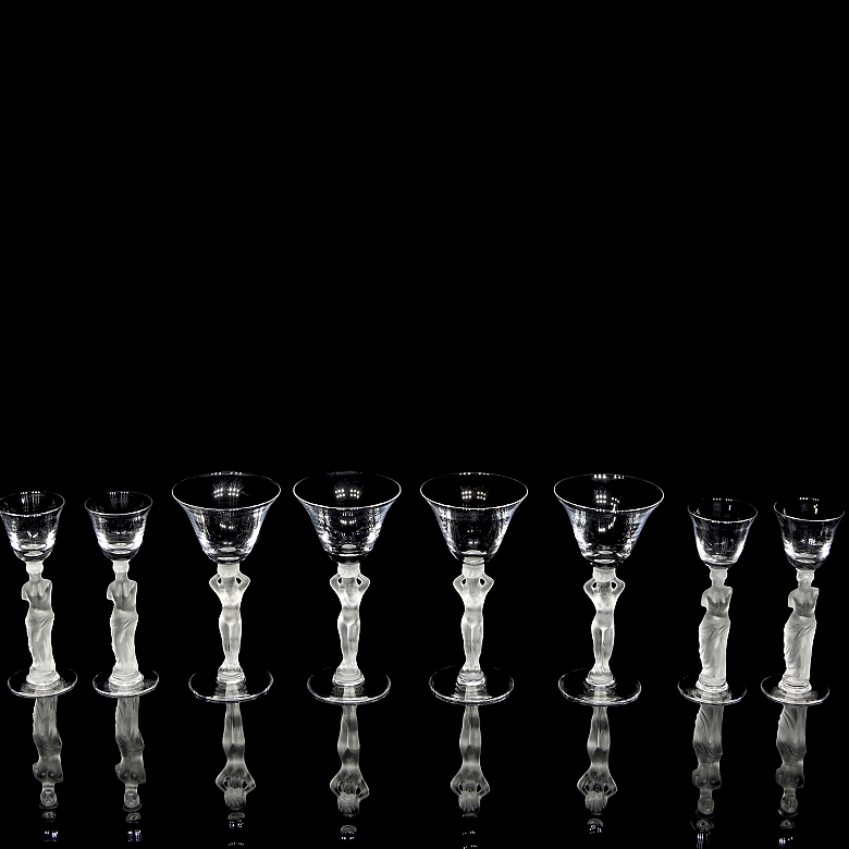 Set of ten sculptural ‘Venus’ glasses, Bayel, 20th century