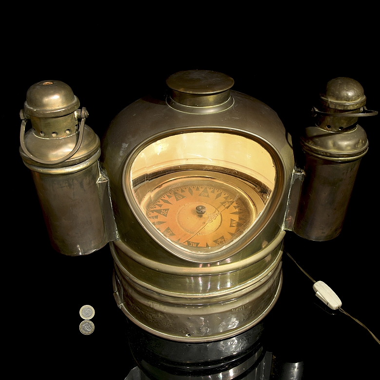 Navigation compass in logbook, early 20th century
