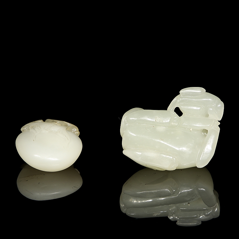 Dos figuras de jade blanco 